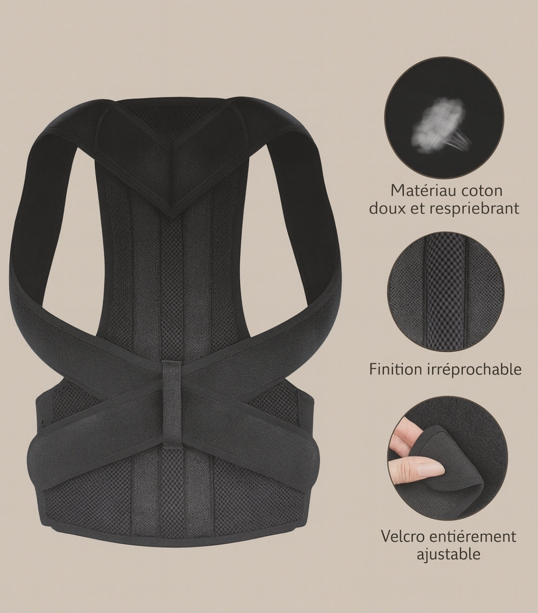 Correcteur de Posture – Harnais de Maintien Dorsal Ajustable
