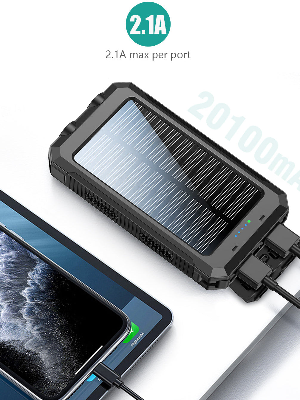 Batterie Solaire Outdoor 20 000 mAh – Lampe LED